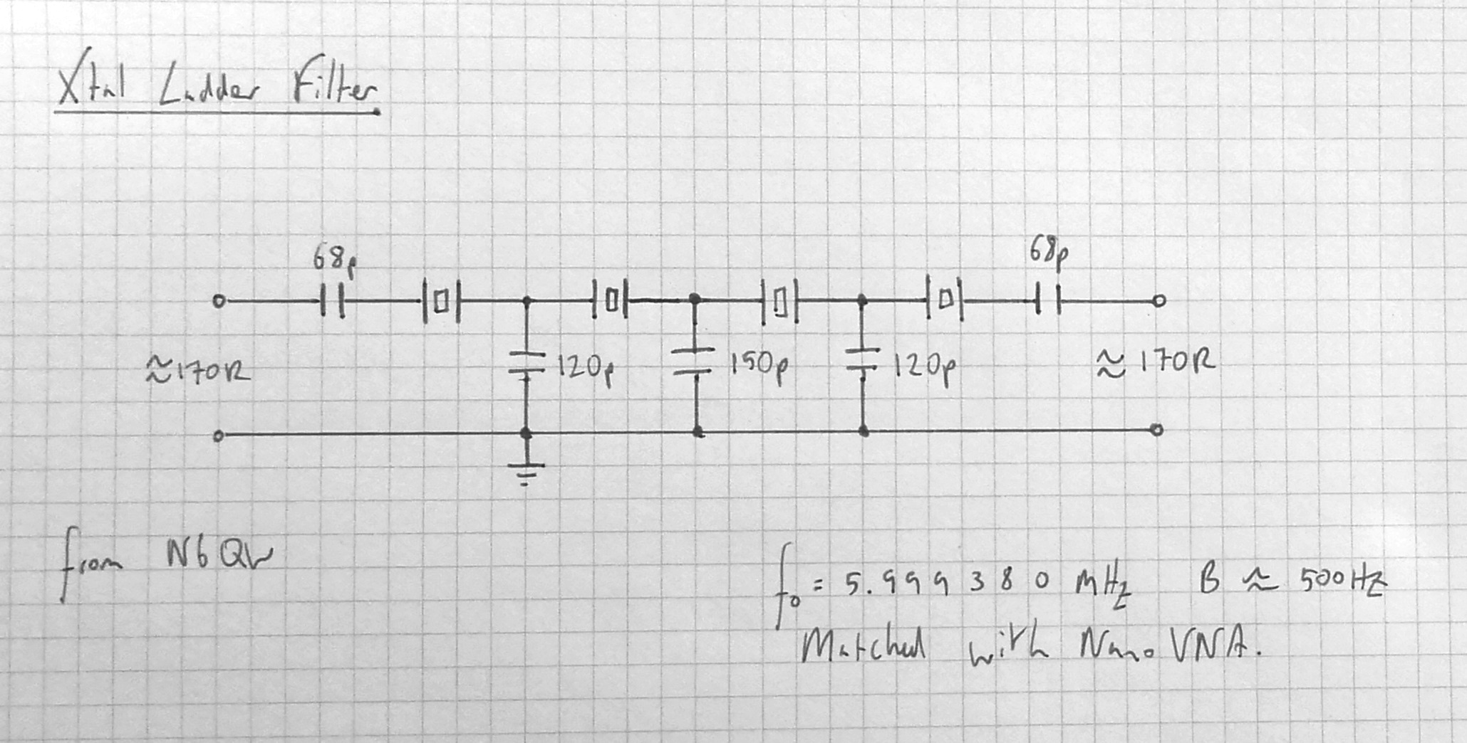 Xtal ladder filter schematic