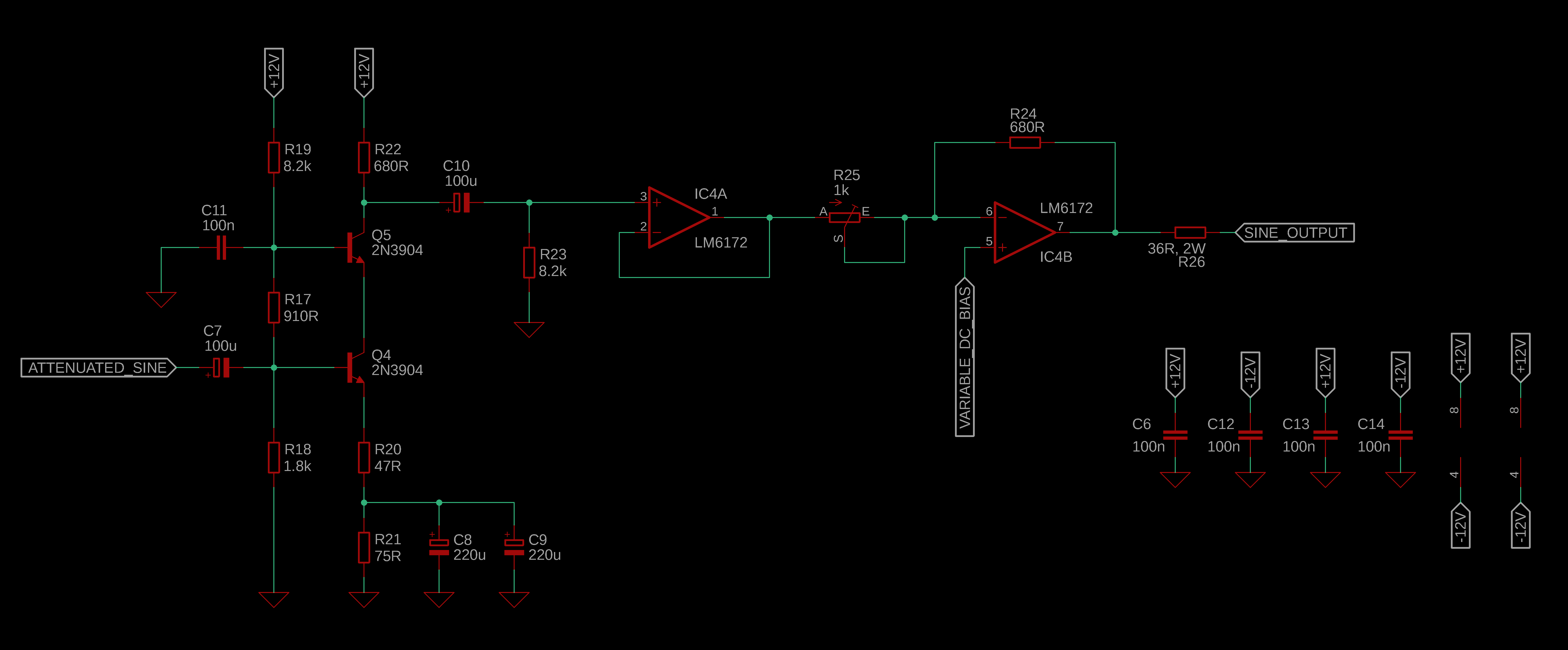 Eagle schematic of sine (variable) analogue frontend
